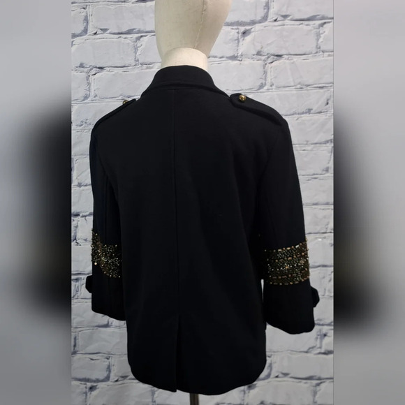 Gryphon New York Beaded Pea Coat Winter Jacket Military Wool Cashmere sz Medium - Picture 3 of 15